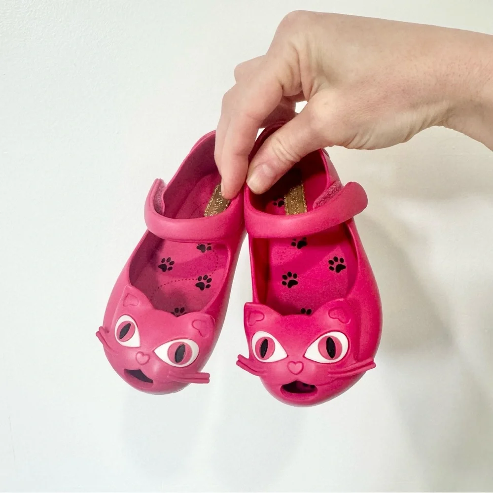 Mini Melissa Ultragirl II Matte Hot Pink Sandals KITTY CAT USA SZ 7